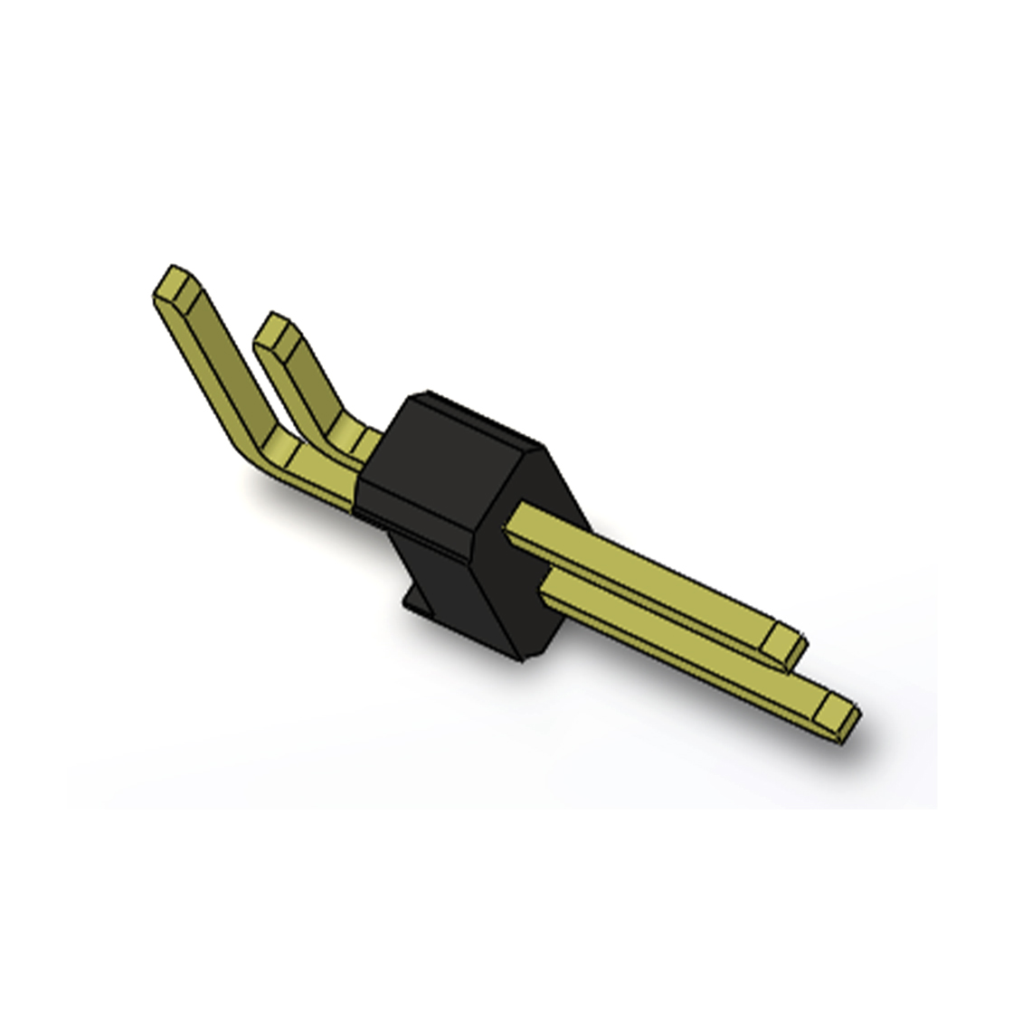 Pitch 2.54mm 90° 双排 DIP 单塑排针 PA:4.0 PC:3.0 2X01Pin 黑色 PA6T，94V-0 镀全金G/F